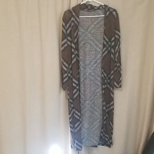 Long plaid cardigan